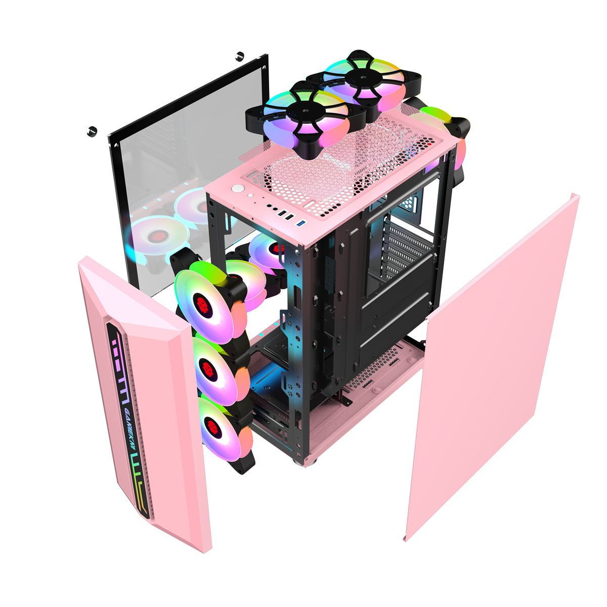 Find GAMEKM Computer Case Mid-Tower ATX/M-ATX/ITX Acrylic Side Panel RGB Gaming Computer PC Case USB 3.0/USB 2.0/HDD/SSD for Desktop PC Computer for Sale on Gipsybee.com with cryptocurrencies