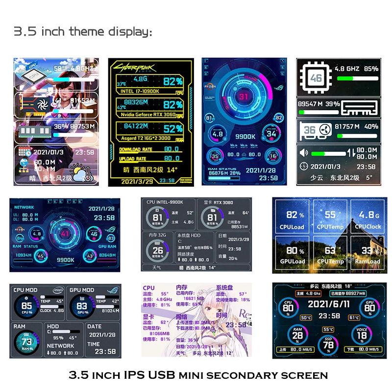 Find 3.5 Inch IPS TYPE-C Secondary Screen CPU GPU RAM HDD Monitoring USB Display Freely AIDA64 for Mini ITX Case Support Raspberry Pi With RGB Breathing Light for Sale on Gipsybee.com with cryptocurrencies