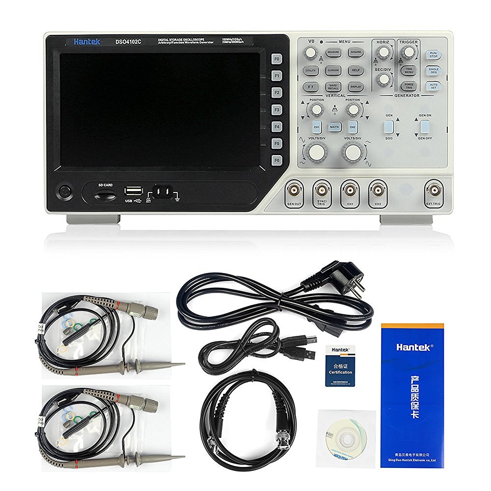 Hantek DSO4102C - Oscilloscopio digitale a 2 canali, 100 MHz, USB, sincronizzatore di segnale 6
