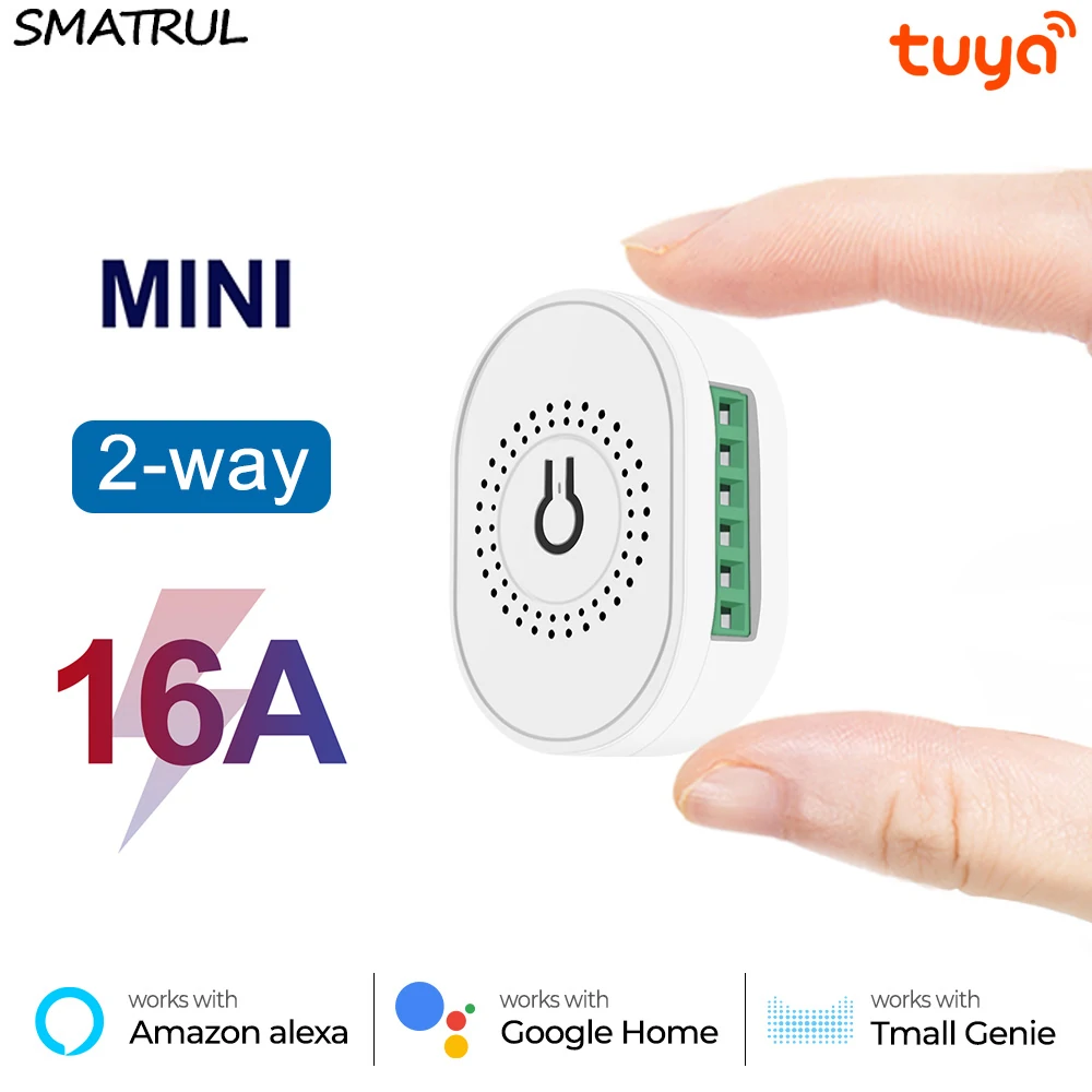 Find Smatrul Smart Mini WiFi Light Switch Module 16A Tuya Remote Control DIY 2 Way Wireless Light Controller Breakers Works With Alexa Google Home for Sale on Gipsybee.com