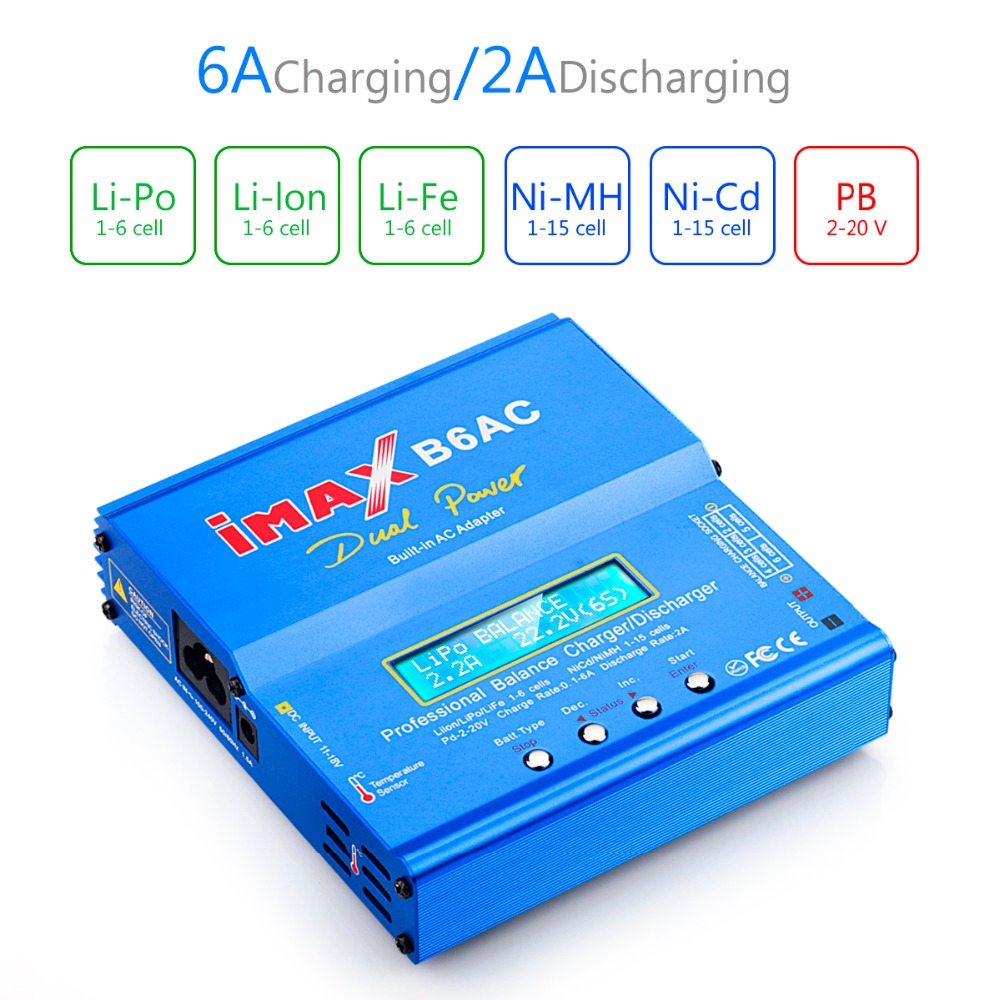 iMAX B6AC 80W 6A Dual Balance Charger Discharger With XT60 T Plug Parallel Charging Power Adapter Board 5