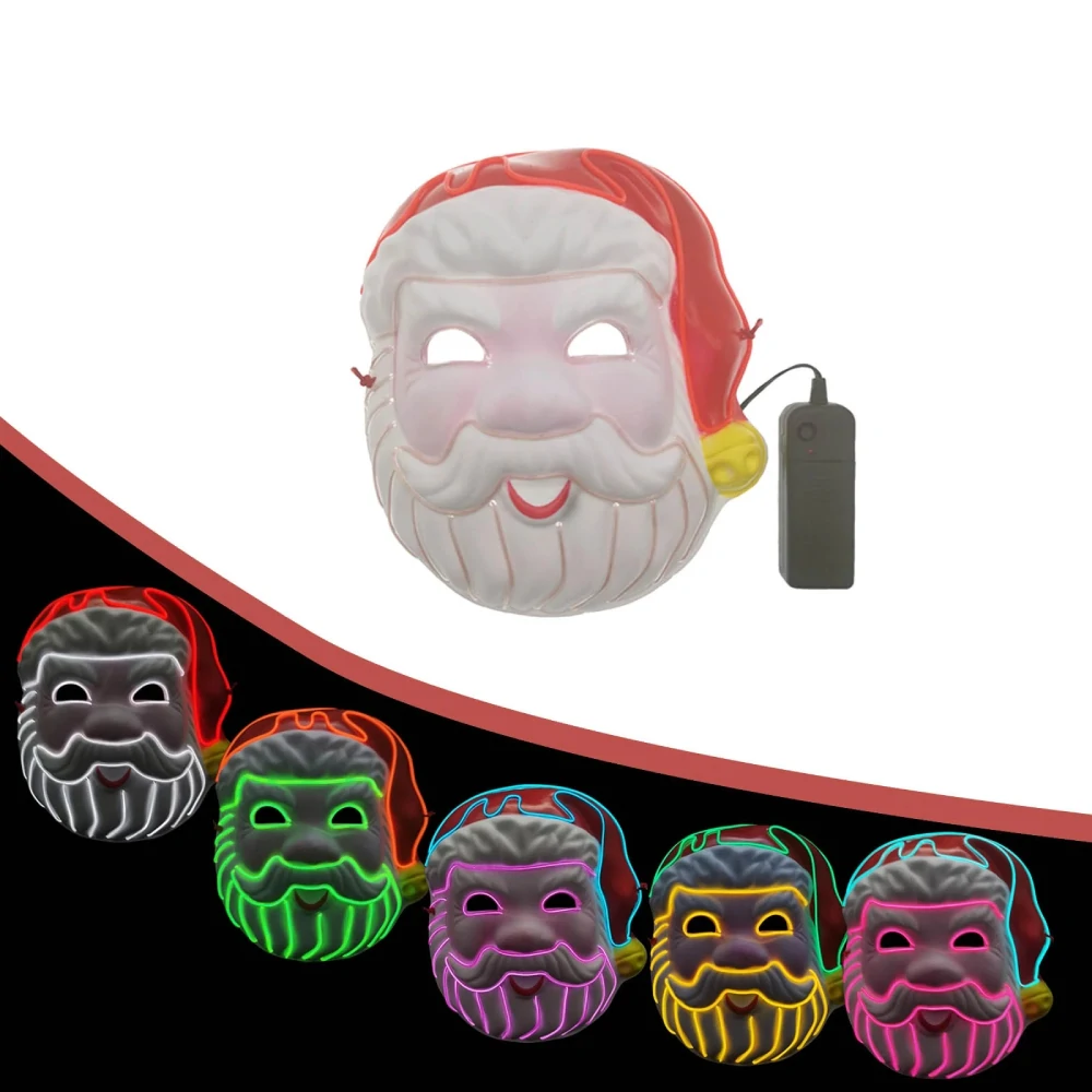 Find Christmas Cosplay Santa Claus Shape EL LED Light Up Mask For Festival Parties Costume Decoration Party Masks for Glow Party for Sale on Gipsybee.com