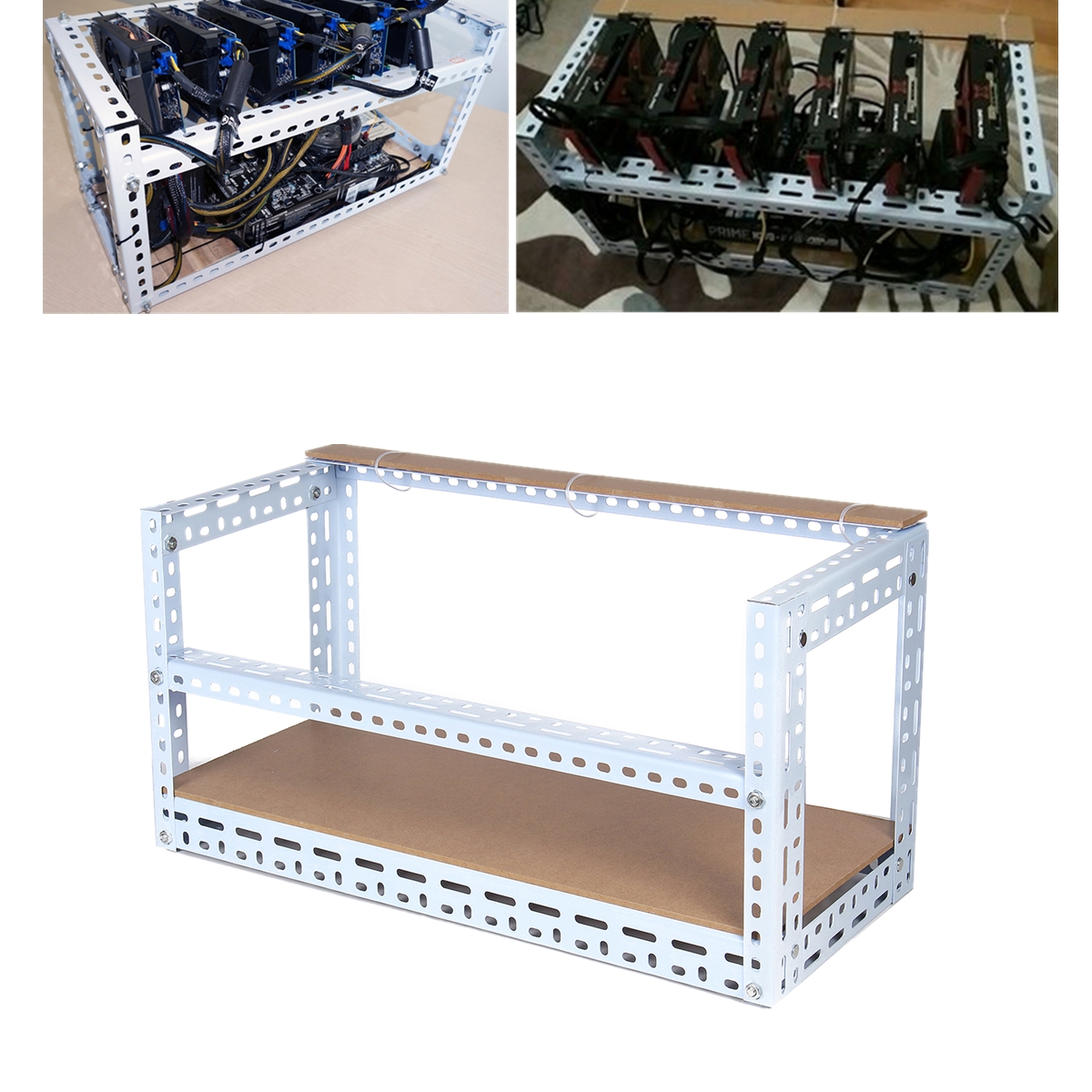 Find Steel Crypto Coin Bitcoin Mining Rig Frame Case Shelf Set For 6 GPU for Sale on Gipsybee.com with cryptocurrencies