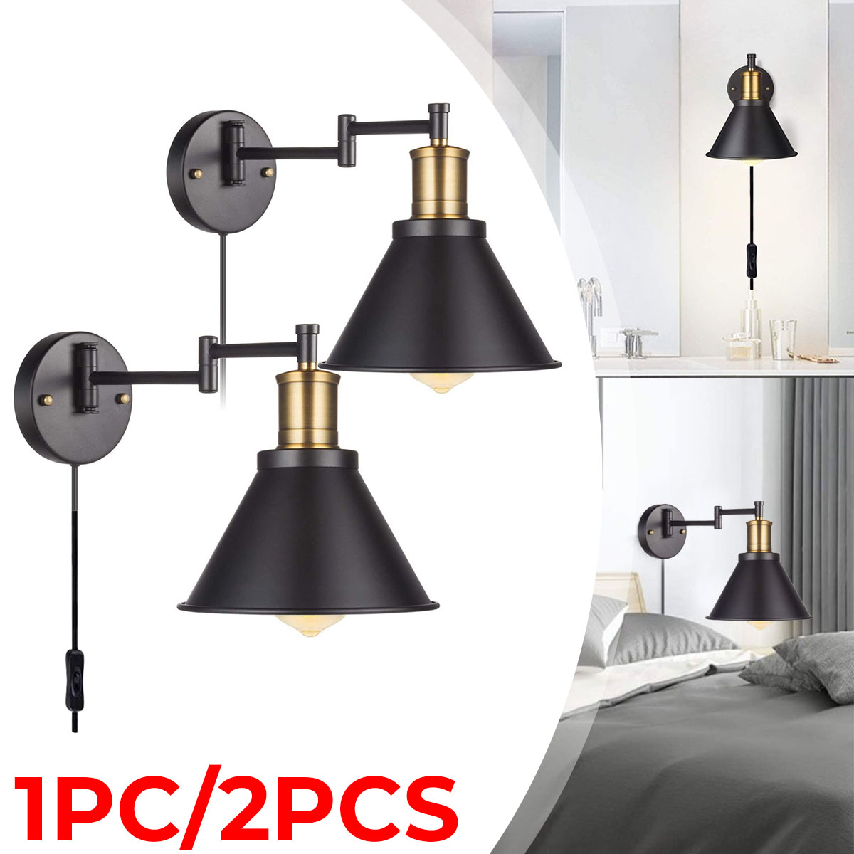 Find 110V Adjustable Brightness Vintage Wall Lights American Folding Rotating Wall Light Beautiful Retro Industrial Wall Lamp Without Bulb for Sale on Gipsybee.com with cryptocurrencies