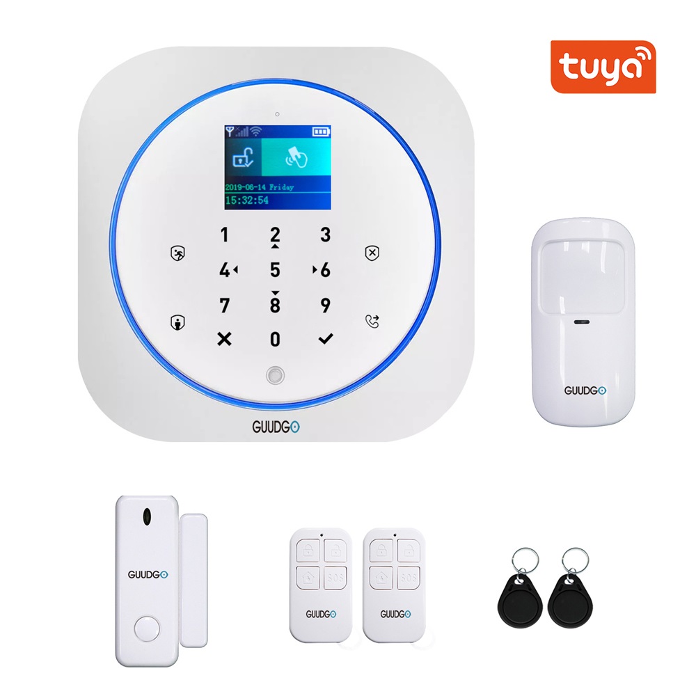 GUUDGO Tuya APP Smart WiFi GSM Home Security Alarm System Detector Alarm 433MHz Compatible With Alexa Google Home IFTTT—1