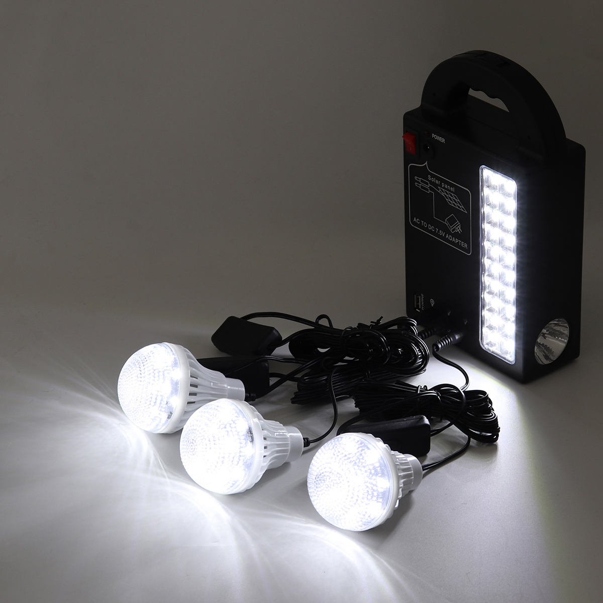Find Solar Panel Power System USB Charger Generator Headlamp 3 LED Bulb Light for Sale on Gipsybee.com with cryptocurrencies