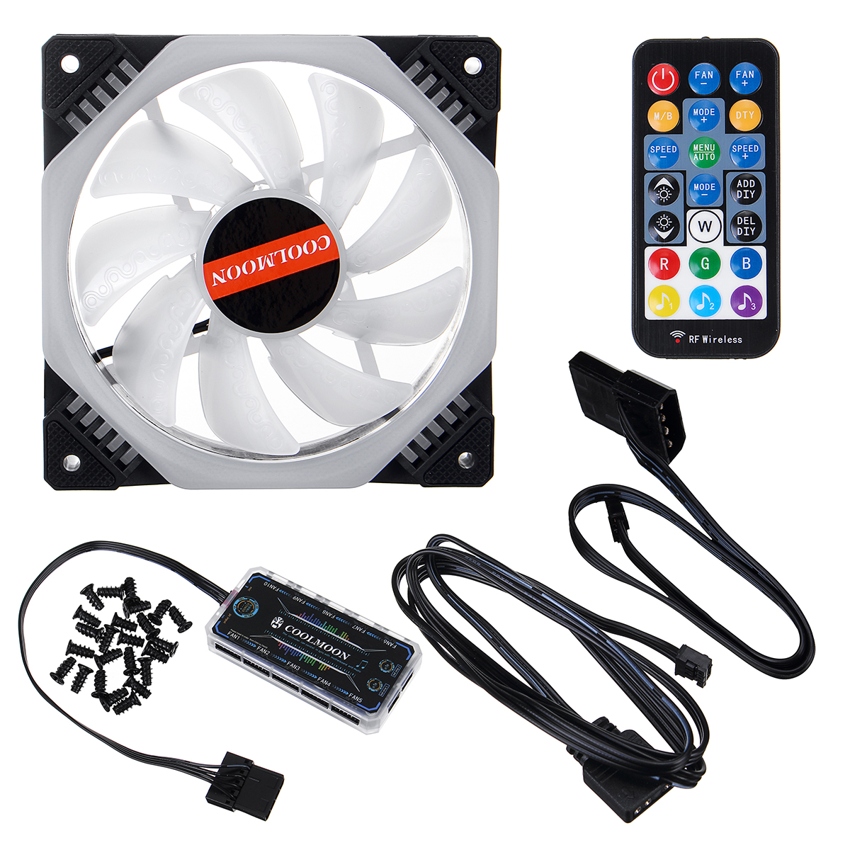 Find Coolmoon 6PCS 5V 3Pin Adjustable RGB LED Light Computer Case PC Cooling Fan with Remote for Sale on Gipsybee.com with cryptocurrencies