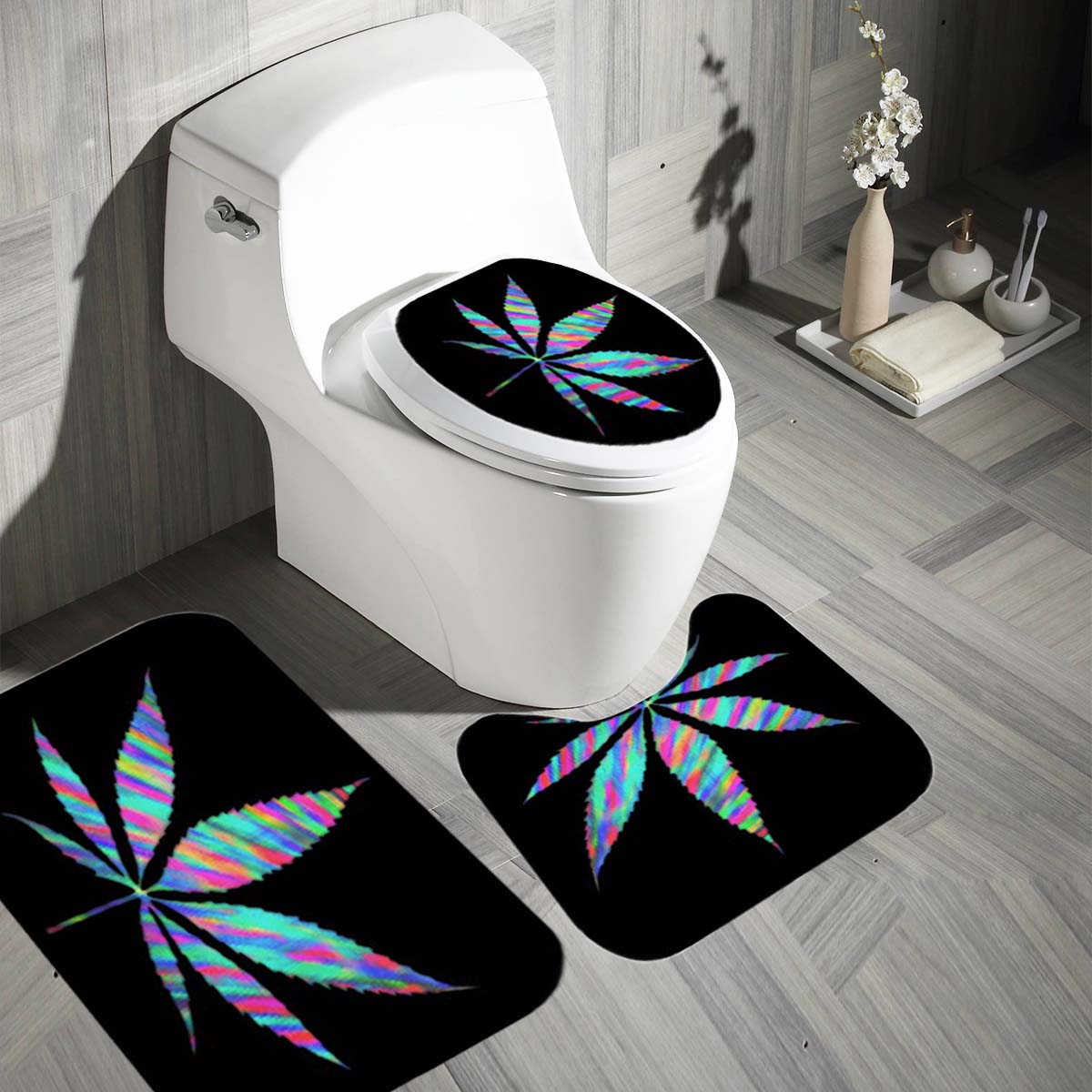 Find Bakeey Plant Leaves Printed Curtain For Bathroom Shower Anti slip Bath Mat Sets Toilet Cover Kitchen Carpet 4 piece Set for Sale on Gipsybee.com with cryptocurrencies