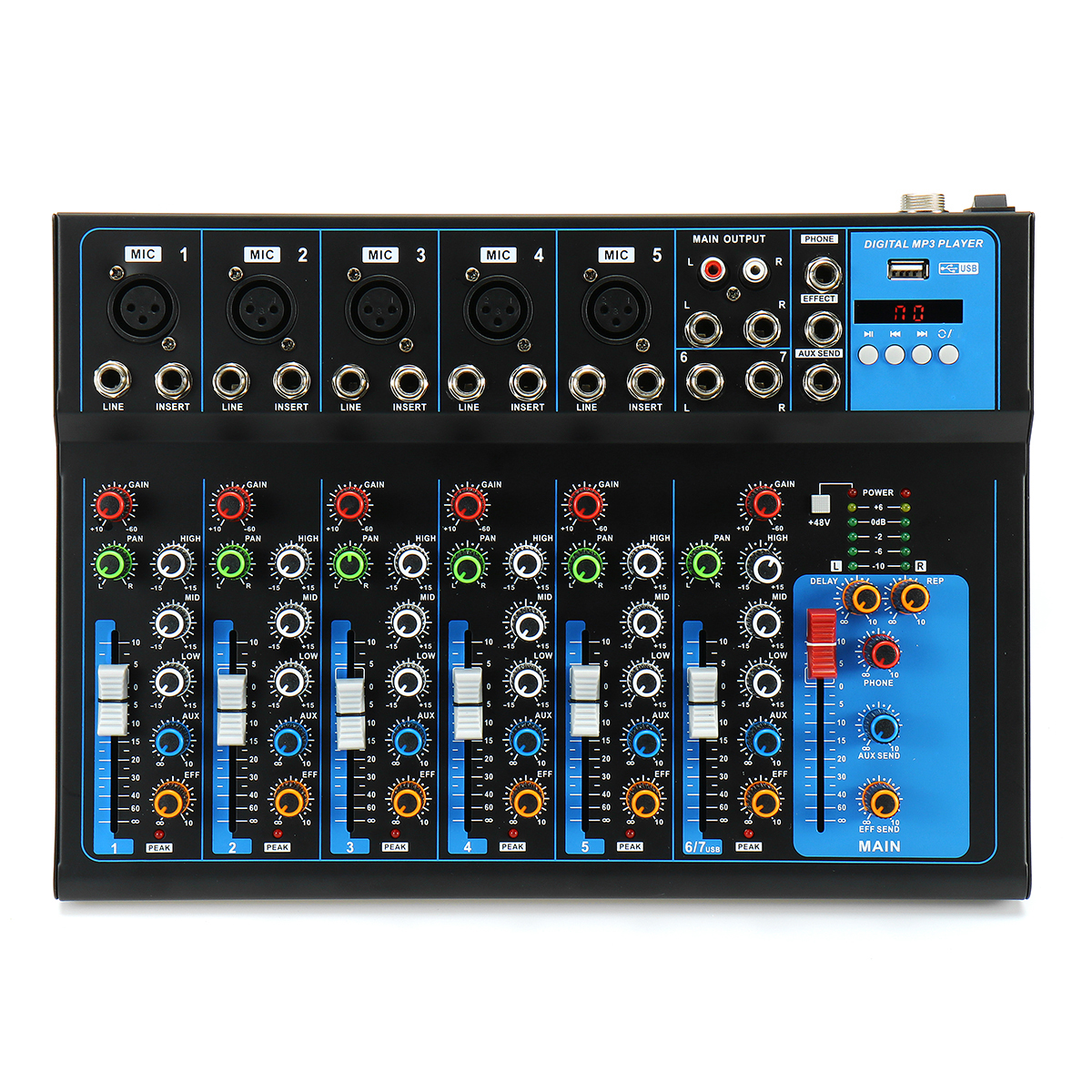 Find 7 Channel bluetooth Professional Audio Mixer Mixing Console for Performance Stage Wedding Speech Broadcast for Sale on Gipsybee.com with cryptocurrencies