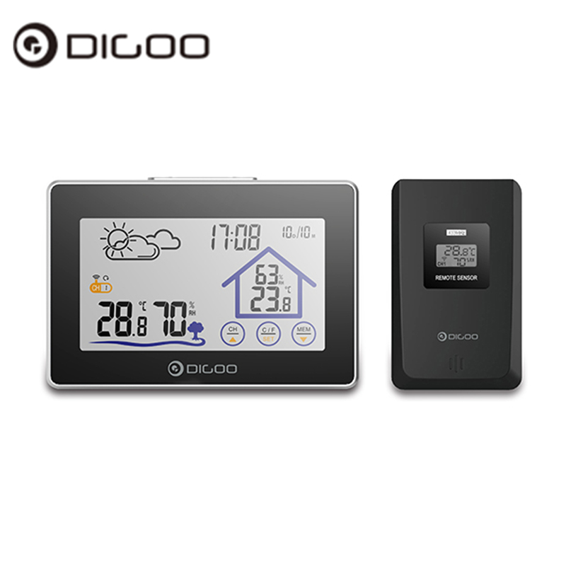 Find Digoo DG TH8380 Wireless Thermometer Hygrometer Touch Screen Weather Station With Thermometer Outdoor Forecast Sensor Clock for Sale on Gipsybee.com with cryptocurrencies