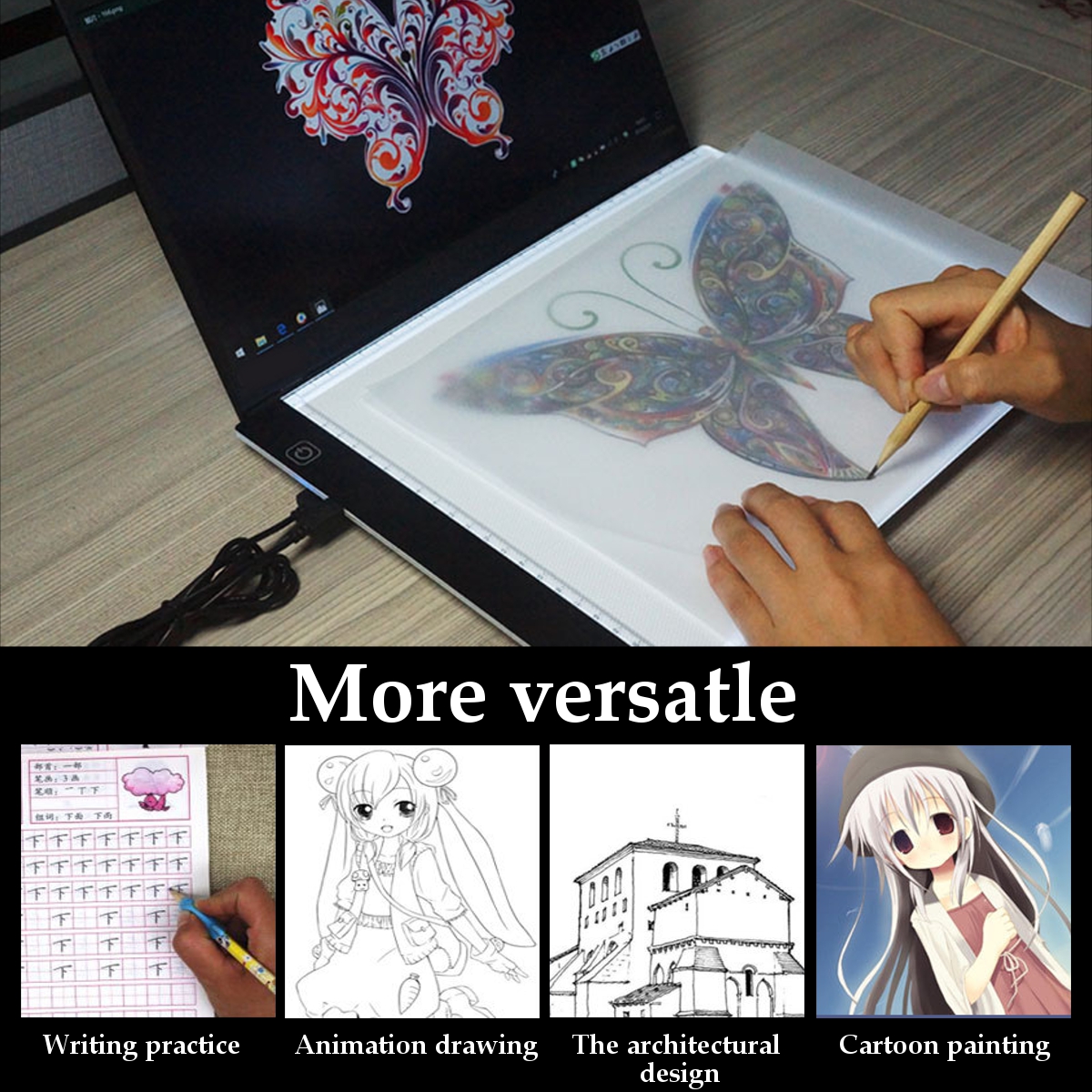 Find A5 LED Art Craft Drawing Copy Tracing Tattoo LED Light Box Board Pad Thin with USB Cable Paintings Graphics Tablet for Sale on Gipsybee.com with cryptocurrencies
