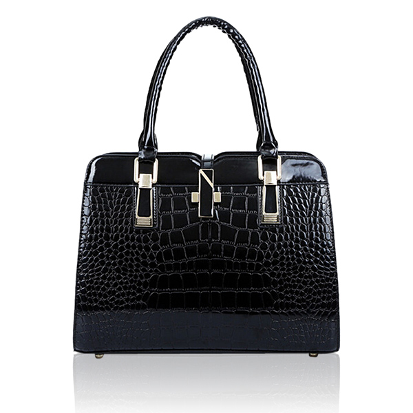 24SHOPZ Women Crocodile Pattern Handbags Patent Leather Tote Shoulder Bags Crossbody Bags
