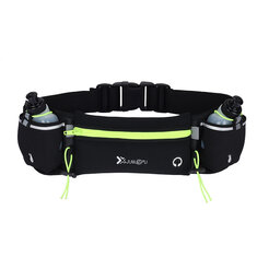 Junleu 10.0 inch Running Waist Bag 3 Large Storage Compartment Waterproof Reflective Hydration 0.2kg Lightweight for Running Fitness Pack with 2 Water Bottles
