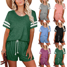 Women Casual Sleepwear Round Neck Loose Comfortable Short Sleeve Summer Loungewear
