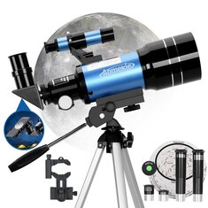 [US Direct] AOMEKIE AO2001 Астрономический телескоп 70 мм для детей 150X Мощный астрономический телескоп с адаптером для смартфона, штативом, барлоу-линзой и прицелом для начинающих и любителей