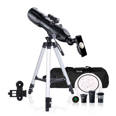[미국 직배] ESSLNB ES2012 16-133X 천체 망원경 성인 어린이 천문학 초보자를위한 80mm 여행 망원경 10 배 전화 거치대 및 달 필터