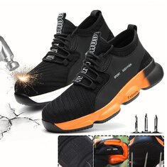 Zapatos de trabajo de seguridad unisex, zapatos para correr con punta de acero, tejido volador, zapatillas para correr, escalada, para caminar, para correr