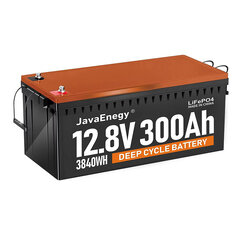 [US Direct] JavaEnegy 12V 300Ah 3840Wh LiFePO4 Battery Built in 200A BMS, 4000+ Deep Cycle Perfect Replace for Solar Wind Storage System RV  Marine Off-Gird Lithium Battery