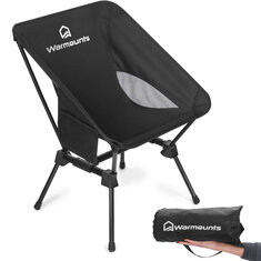 TEPLOMONTÁŽE Přenosná kempingová židle, 400LBS Skládací turistická židle s boční kapsou, Ultralehká kompaktní plážová židle pro piknikování, turistiku, rybaření
