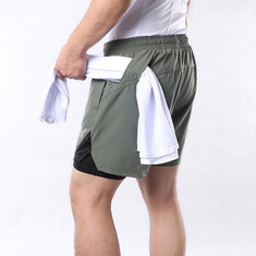 Pantalones cortos para correr para hombre ARSUXEO 2 en 1 con múltiples bolsillos Aptitud Ejercicio de entrenamiento Jogging Workout Gym Pantalones cortos deportivos Pantalones