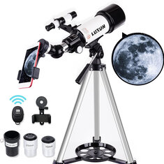 LUXUN Telescope for Astronomy Beginners Kids Adults, 70mm Aperture 400mm Astronomical Refracting Portable Telescope - Travel Telescope with Phone Adapter Wireless bluetooth