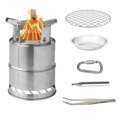 Outdoor Stainless Steel Folding Firewood Furnace Cooking Set Portable Firewood Stove Barbecue Rack Wild Camp Furnace