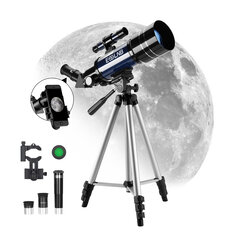 [US Direct] ESSLNB 15X-180X 천체 망원경 70mm 조리개 굴절 망원경 핸드폰 어댑터 & 조절 가능한 삼각대 포함 아스트로노미 초보자용