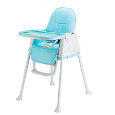 Портативный складной детский стульчик для кормления с регулируемой высотой и колесиками и подушкой