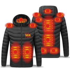 TENGOO® 11 områder Oppvarmingsjakke Herre 3-modus Juster elektrisk oppvarmet kåpe Termisk hettegenserjakke til vintersport Ski sykling