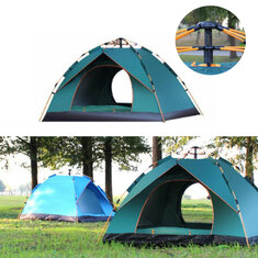 3-4 personnes tente entièrement automatique étanche anti-UV PopUp tente extérieure famille camping randonnée tente de pêche parasol-ciel bleu / vert