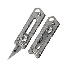 HX OUTDOORS 5.3cm Mini EDC Blade Knife Aleación de titanio Llavero Blade Utility Blade al aire libre Supervivencia multifuncional herramientas