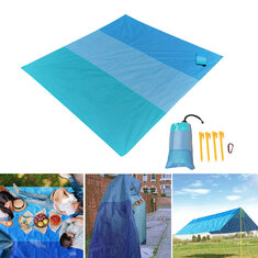 200x210cm Beach Blanket Waterproof Multifunction Folding Picnic Mat Sunshade Canopy with Ground Nail Carabiner Camping Travel