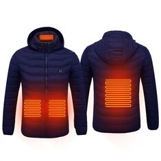 TENGOO HJ-04 Unisex 4 Areas Heating Jacket Men 3-Modes Adjust USB Electric Heated Coat Thermal Hoodie Jacket For Winter Sport Skiing Cycling