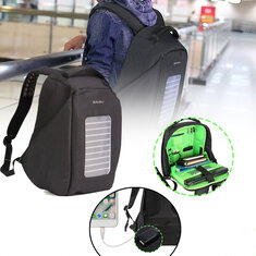 Vattentät ryggsäck med 16-tums solpanel, USB-laddare för laptop, perfekt för resor och camping.