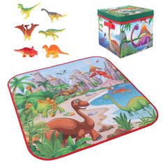 72x72cm Tappetino per bambini Cartoon + 6 Dinosaur Toy Square pieghevole Scatola campeggio Tappeto da picnic per bambini 