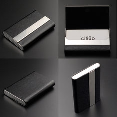 Portafogli IPRee® Ultra-thin Minimalist PU, portacarte in metallo in acciaio inossidabile, scatola portatile per la conservazione della carta d'identità per uomini.