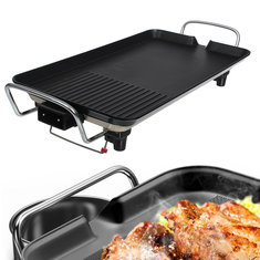 110V Smokeless Non Stick Electric Oven Baking Pan BBQ Barbecue Grill US Plug