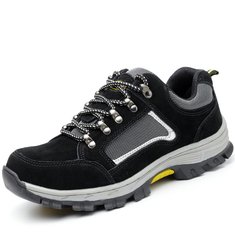 Tengoo sapatos de segurança dos homens sapatos de trabalho respirável caminhadas aço biqueira de aço único sapatilhas