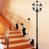 Adesivi per pareti adesivi gatto lampada 23x40CM Casa Scale Adesivo Decorativo Carta da Parati Rimovibile Decorativa