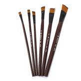 6pcs pinceles punta de nylon de color marrón para los suministros de arte artista