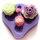 Stampo per decorare torte di pasta di zucchero con rose in 4 diverse dimensioni