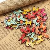 50Pcs Mixed Horse Wooden Buttons 2 Holes Sewing Scrapbooking