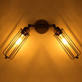 Vintage 2-Hoder Loft Jernbur Vegglys Edison Landstil Lampe