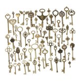 69pcs Mixed Vintage Heart Owl Crown Key Necklace Pendant Charm DIY