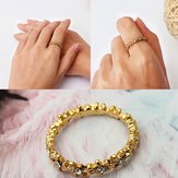 Vintage Altın Kaplama Rhinestone Çiçek Parmak Ring Kadın Takı