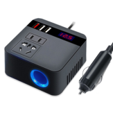 Onduleur de voiture 150W 12V / 24V vers 220V Adaptateur d'alimentation Onduleur avec chargeur USB QC 3.0 Charge rapide Noir