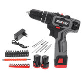 Nanwei 18V Brushed Impact Drill 27N/M Li-ion Rechargeable Electric Flat Drill Screw Driver 2 Speeds 25+3 Gears + 2 Battery