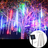 Luz de vacaciones para árboles de jardín con lluvia de meteoros LED de 50 cm y 8 tubos alimentada por energía solar y resistente al agua