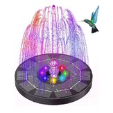 3,8W LED Solarbetriebene Springbrunnenpumpe in 7 Farben mit 6 Düsen. Nachts schwimmender Garten Vogelbad Wasser Pumpe