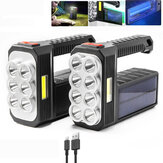 BIKIGHT 8LED+COB 4Modes Super Bright Portable Solar Flashlight USB Rechargeable Power Indicator Searchlight Waterproof Strong Spotlight